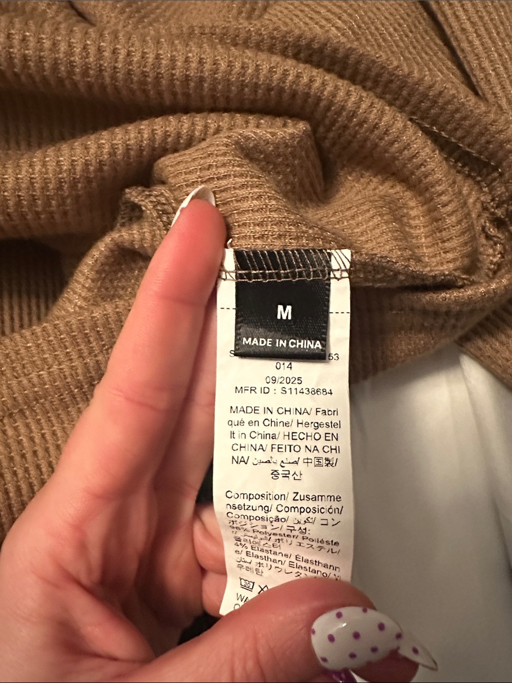 Waffle Knit Long Sleeve Top in Brown - Picture 5 of 5